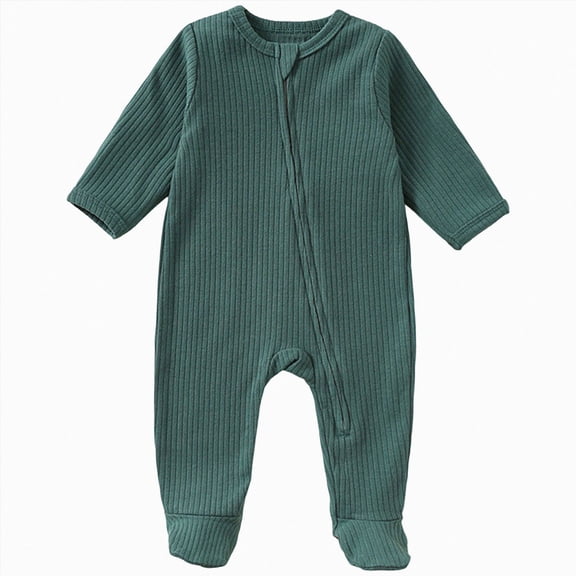 CAUYDY Newborn Boy Coming Home Outfits Baby Clothing 0 3 6 9 Months 1T 2T Preemie Long Sleeved Sleepers Infant Boys Romper Fall Winter Toddler Pajamas Dark Green for Sizes 9-12 Months