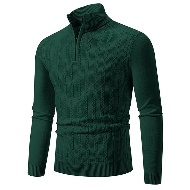 RKSRN Pull pour Hommes Automne Hiver Chaud Mode Décontractée Couleur Unie Design à Fermeture Éclair Col à Manches Longues Pull Doux Ample
