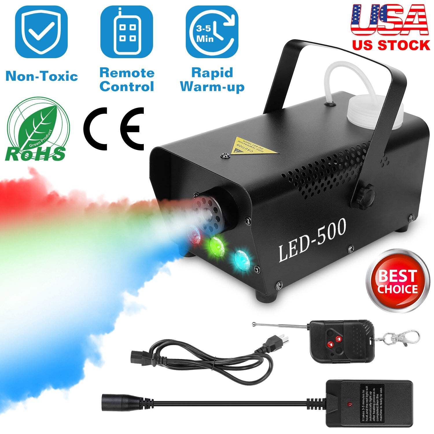 RGB LED Smoke Fog Machine with Remote Control, 400W
