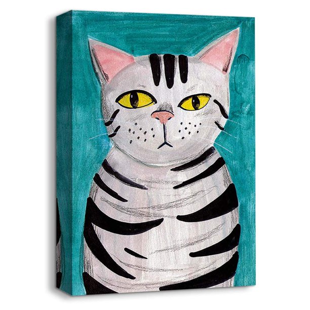 Wall26 Canvas Wall Art Abstract Cat Painting Artwork for Home Decor Framed