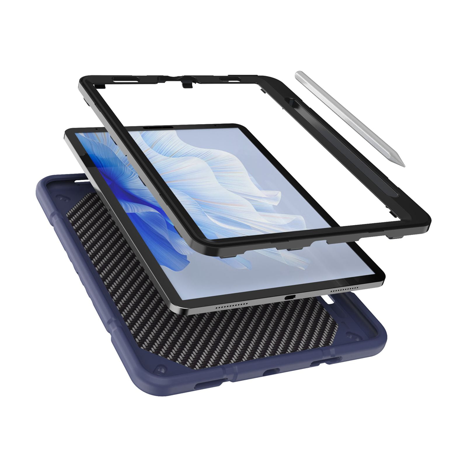 Allytechgroup Heavy Duty Case for Apple iPad 11th Generation 11" 2025 & iPad 10th Generation 10.9" 2022, Rugged Tablet Case with Kickstand Pencil Holder Logo Hole Kids Friendly TPU PC Cover,Blueblack