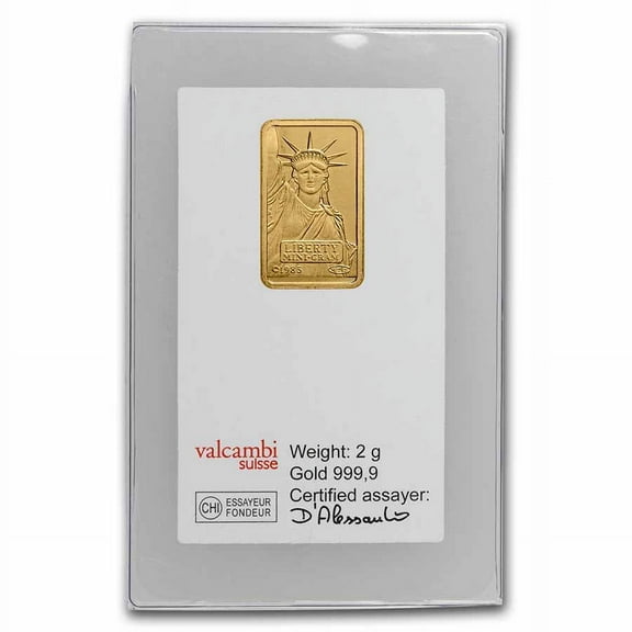 2 gram Gold Bar - Statue of Liberty (In Assay)