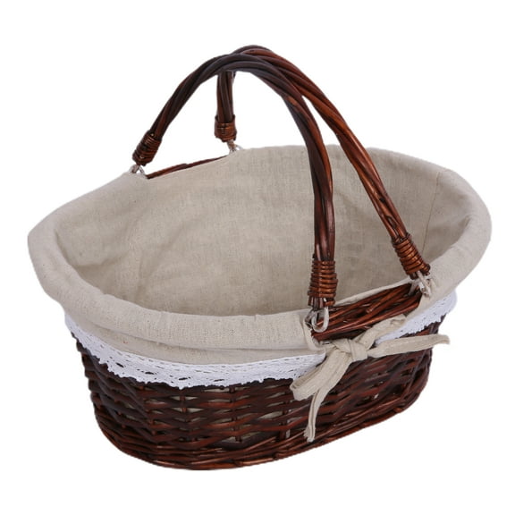 Wicker Picnic Basket Picnic Hamper Natural Hand Woven Bath Toy and Kids Toy Storage Gift Packing Basket