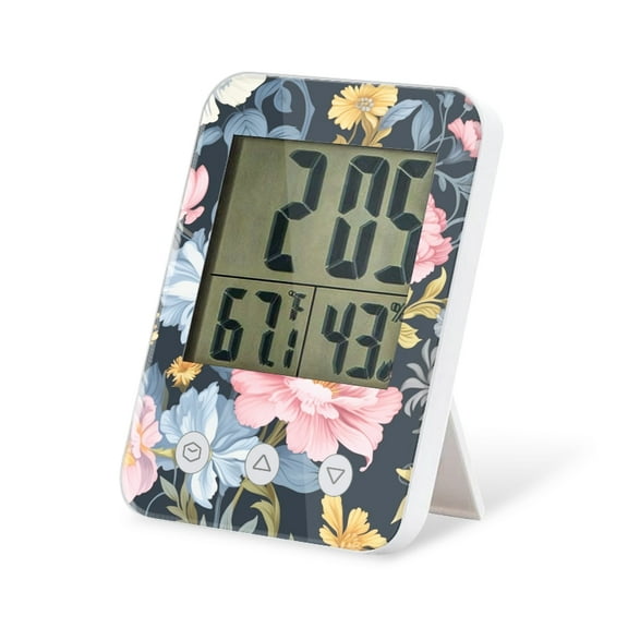 digital hygrometer indoor thermometer with High Accuracy Sensor LCD Display for Kitchen Baby Room Office-Vintage Floral Pattern With Peonies And Other Flowers