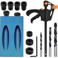 thumbnail image 1 of 15 Pack Drill Guide, 15 Oblique Drill Jig Kit Pocket Hole Jig Joiner Positioner with Adapter for 6/8/10mm Hole, 1 of 5