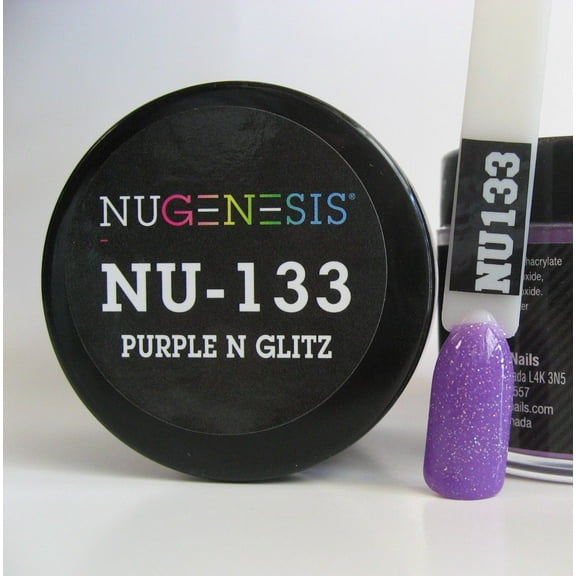 NUGENESIS Nail Color Dip Dipping Powder 1.5oz/jar - NU133 Purple n Glitz