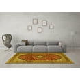 thumbnail image 3 of Ahgly Company Machine Washable Indoor Round Medallion Yellow Traditional Area Rugs, 5' Round, 3 of 4