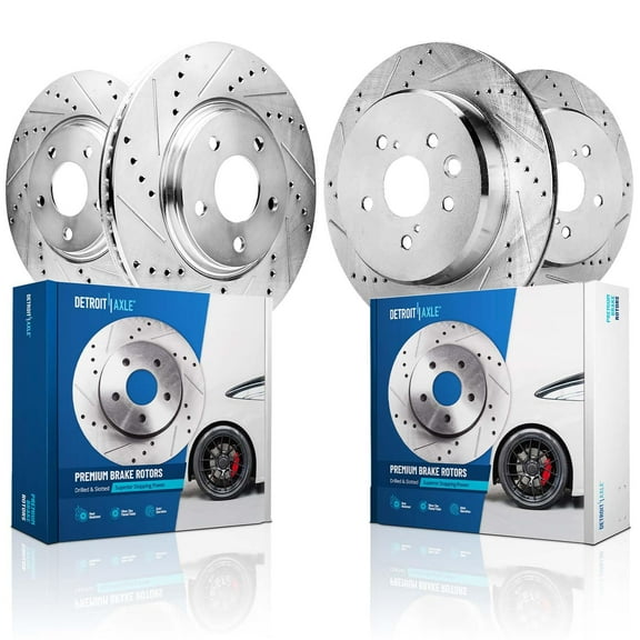 Detroit Axle - Brake Rotors for Lexus GS350 GS450h IS300 IS350 IS200t GS200t RC200t RC300 RC350, 13.15" Front and 12.20" Rear Drilled and Slotted Disc Brake Rotors Replacement