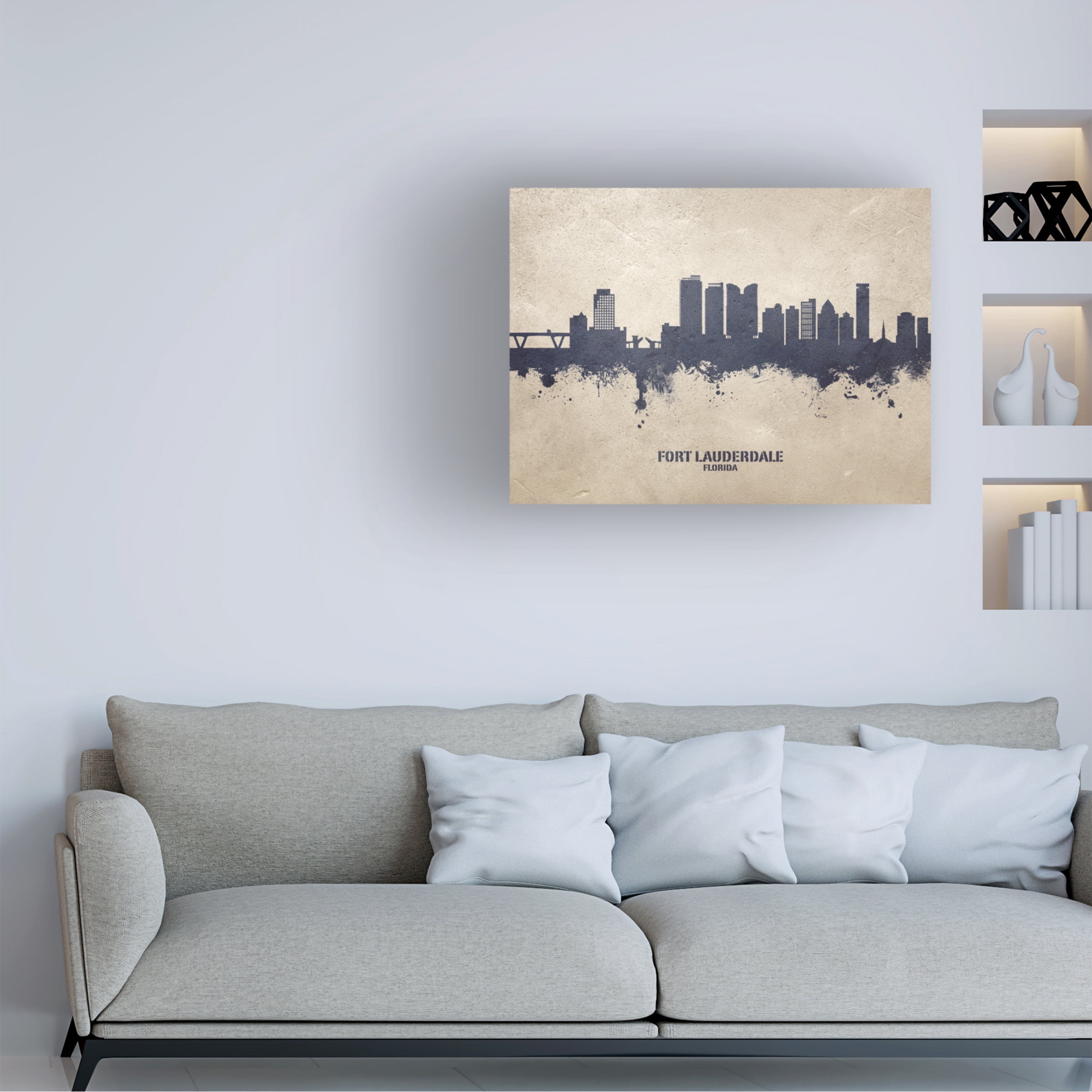 Michael Tompsett 'Fort Lauderdale Florida Skyline Concrete' Canvas Art
