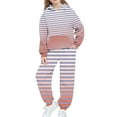thumbnail image 2 of Girls Boys Hoodie and Sweatpants Gradient Striped Fleece Sweatsuit 2 Piece Jogger Set Tracksuit with Pocket New Girls Fall Clothing Sets Pinky 4-5 Years, 2 of 5
