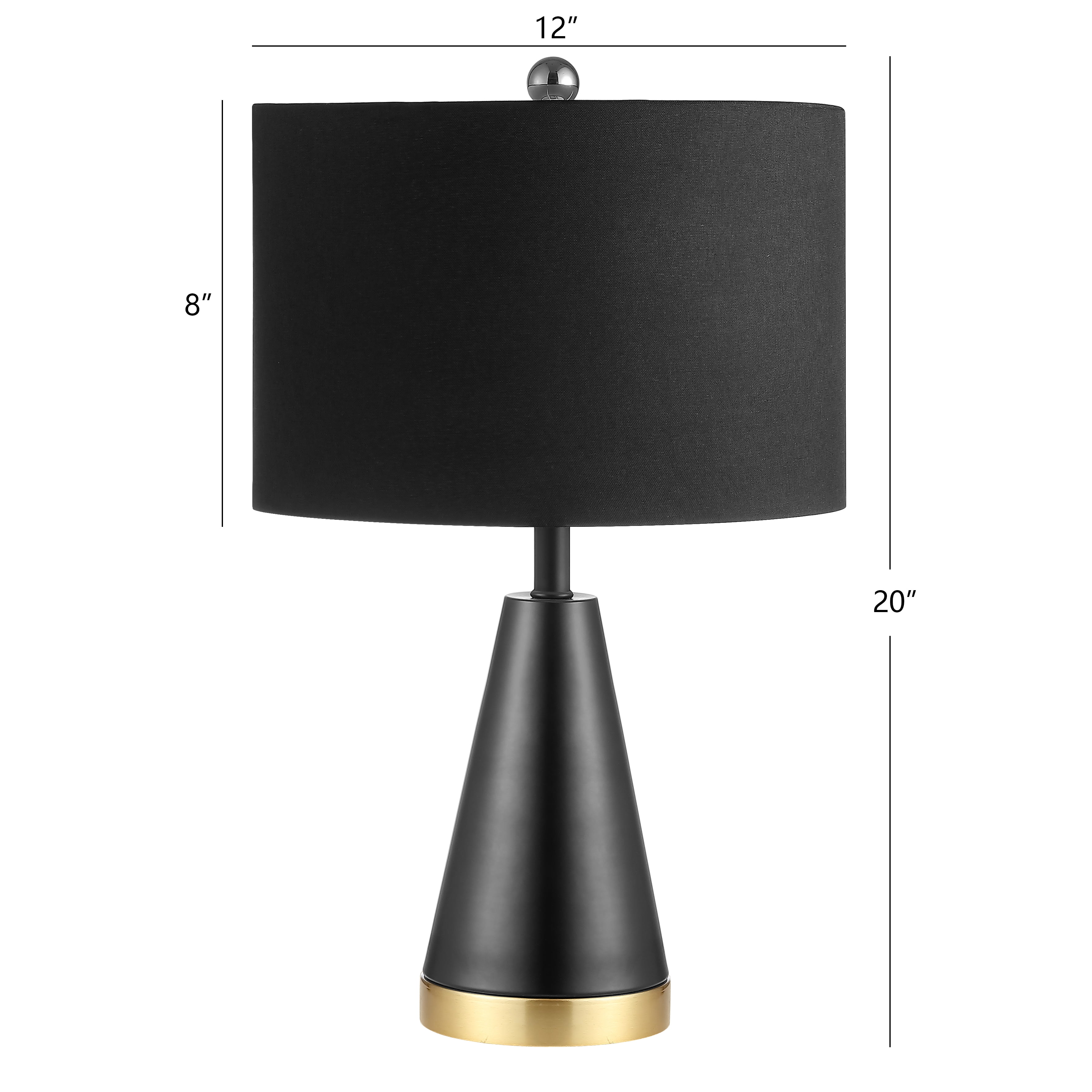 SAFAVIEH Penla 20 in. H Mid-Century Cone Table Lamp, Black/Brass Gold