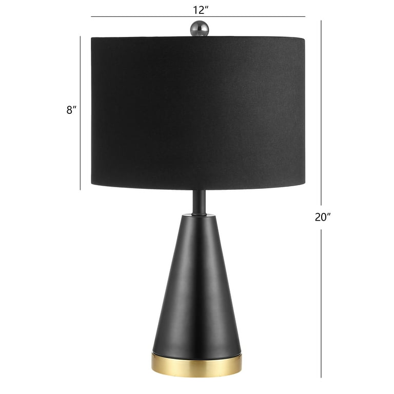 Orlando Brass and Clear Crystal Table Lamp with Black Shade