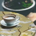 thumbnail image 3 of Ambesonne Floral Boho Fitted Round Tablecloth, Japanese Spring Floral, 56"- 60" Diameter, Pale Green Off White, 3 of 5