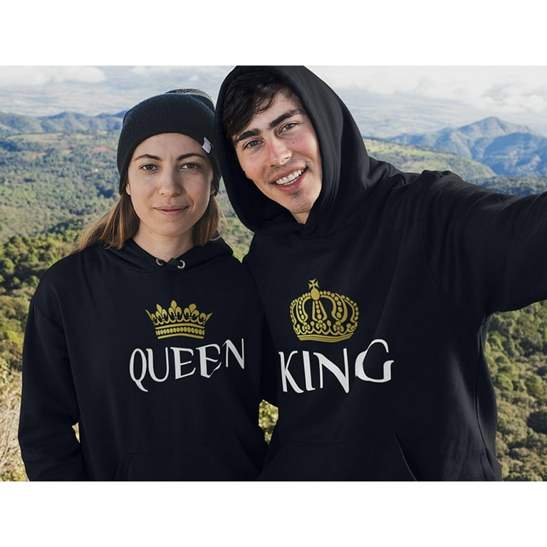 Tstars King & Queen Matching Couple Hoodie Set Valentine's Day Gift His & Hers Women Hoodie Women X-Large / Men Large, Adult Unisex, Size: Women XL /