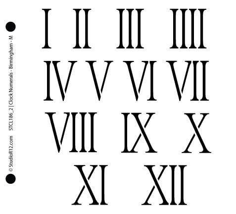 Roman Numeral Stencils 2 inch 1-12 Mylar Clock Numbers Addresses 