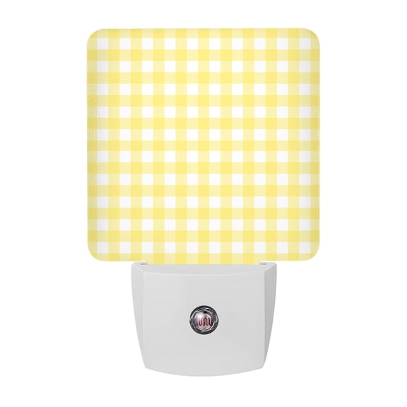 Night Lights Plug into Wall, Yellow Plaid LED Night Light with Dusk to Dawn Sensor, Modern Minimalist Checkered Decorative Nightlight for Hallway Bathroom Kitchen