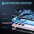 thumbnail image 4 of Casetego for Samsung Galaxy S23 Ultra 5G Case,Glow in The Dark Three Layer Heavy Duty Shockproof Protection Hard Plastic Bumper+Soft Silicone Case,Blue Butterfly, 4 of 7