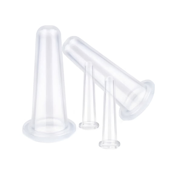 XIRQI 4 Pcs Silicone Vacuum Massage Cupping Set for Face Neck Eye Back Therapy Suction Cup Skin Care Tool - White