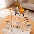 thumbnail image 4 of BotaniNest Natural Wooden Bird Ladder Small Parrots Cage Climbing Activity Play Gym, 4 of 6