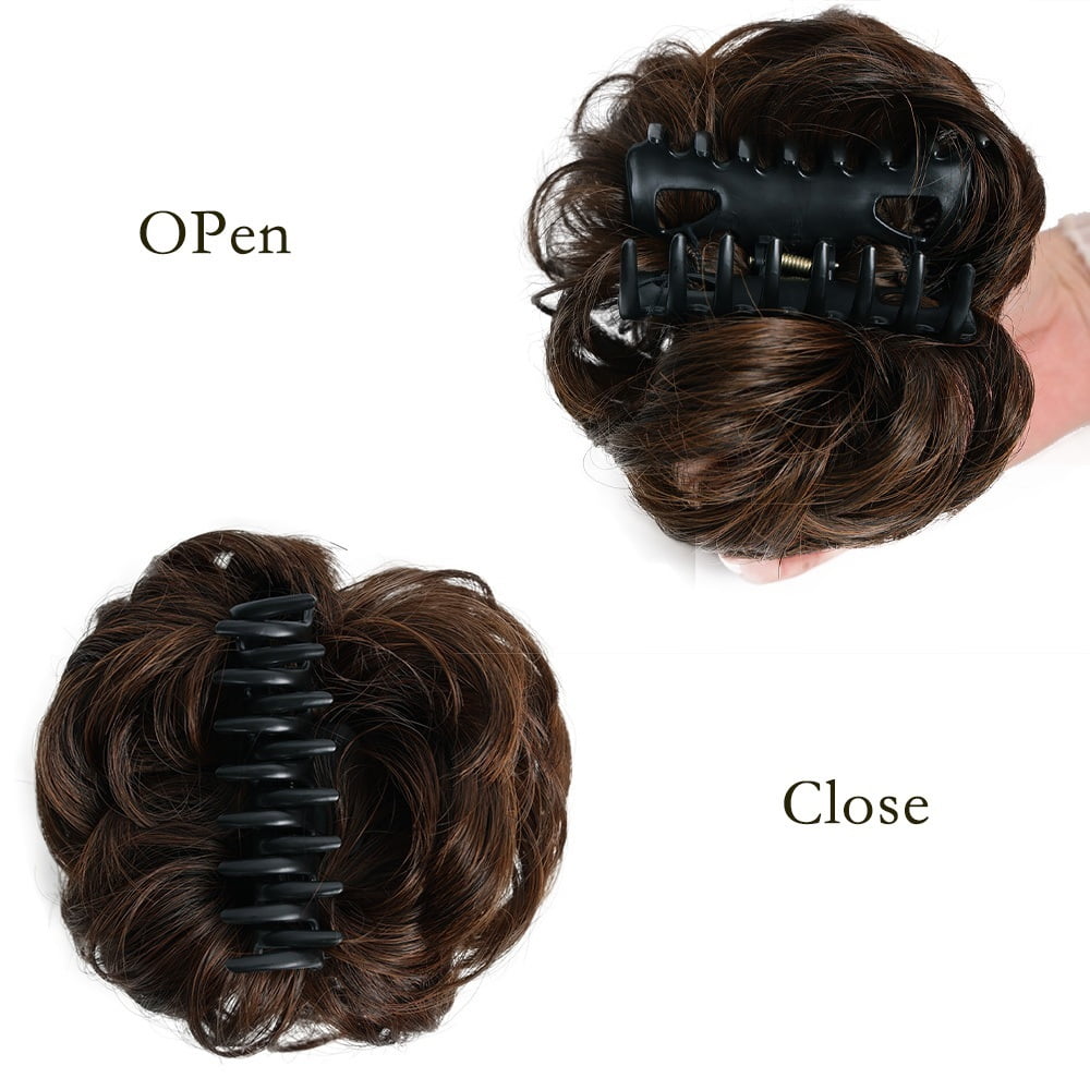 Messy Bun Hair Piece Curly Wavy Claw Clip Synthetic Fake Buns Hair Extensions for Women Daily Wear