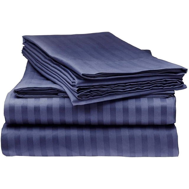 400 Thread Count 100% Egyptian Cotton Sleeper Sofa Bed Sheet Set Stripe with 4 -PCS Fitted Straps