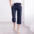 thumbnail image 5 of Womens Travel Pants High Waisted Wide Leg Drawstring Elastic Comfy Straight Leg Long Pants With Pockets Cotton And Linen Light Soft Casual Trousers Xl Pants For Women, 5 of 6