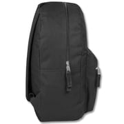 Basic Classic Solid Color Backpack with Front Zipper Accessory Pocket, Dual Zipper Closure & Padded Shoulder Straps for Work, School, Office, Gym, Sports, Travel, Commute & Recreation in Black