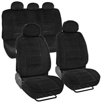 BDK Encore Dotted Cloth Car Seat Covers, Front and Rear Full Set, Low Back, 9 Pieces