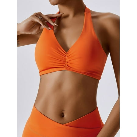 Sociala Sexy V Neck Sport Bra for Womens Halter Backless Yoga Bra