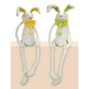 Set of 2 Yellow and Green Posable Easter Bunnies with Bow 40"