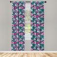 thumbnail image 2 of Ambesonne Floral 4-Panel Curtains, Monstera Leaf Pink Flowers, 56"x63", Pale Petrol Blue Teal, 2 of 4