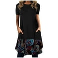 thumbnail image 2 of SMihono Robe d'Été Boho pour Femmes Grande Taille Mode Femmes Décontractée Col Rond Imprimé Manches Courtes Robe avec Poche, 2 of 5