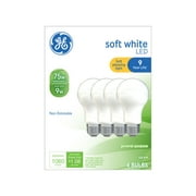 GE LED Light Bulbs, 75 Watt, Soft White, A19 Bulbs, Medium Base, Frosted Finish, 9yr, 4pk