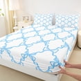 thumbnail image 4 of Erosebridal Teens Cute Bowknot Bed Sheets 4pcs,Girls Boys Abstract Geometric Plaid King Sheets,Lightweight Room Decor, 4 of 5