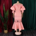 thumbnail image 6 of AURA Womens Off Shoulder Lace Fishtail Midi Dress High Waist Party Cocktail Zipper, 6 of 10