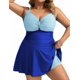 thumbnail image 1 of Vestido de baño Hanna Nikole para mujer, talla grande, azul claro+azul real, 1 of 6
