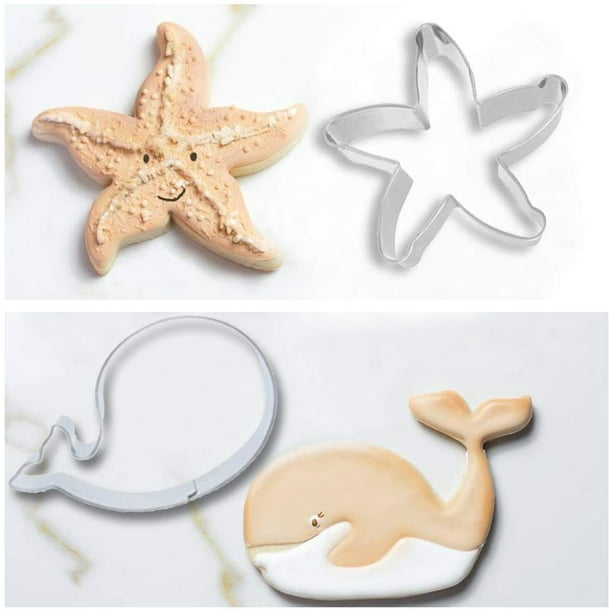 Hhhc Under The Sea Creatures Cookie Cutter Set - 8 Pack Biscuit Sandwich Cutter Stainless Steel Ocean Sea Animals Baking Mold, Mermaid Tail, Starfish
