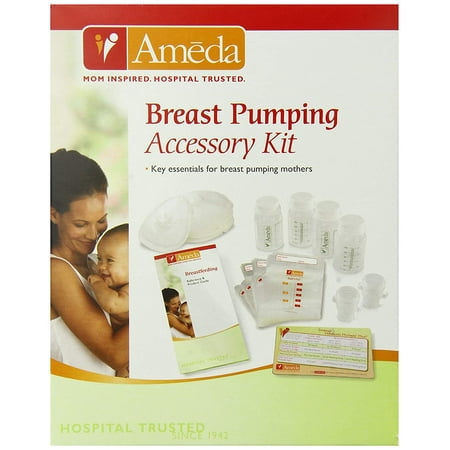- Breast Pumping Accessory Kit Includes: (10) NoShow Premium Disposable Nursing Pads, (20) Store 'N Pour Milk Bags with (2) Adapters, (4) Milk Storage Bottles,.., By Ameda