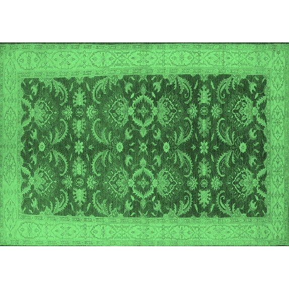 Ahgly Company Indoor Rectangle Oriental Emerald Green Traditional Area Rugs, 2' x 4'