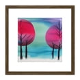 thumbnail image 1 of Winter Forest Tree Landscape Japanese Inspired Modern Abstract Watercolour Painting Turquoise Pink Purple Square Wooden Framed Wall Art Print Picture 8X8 Inch, 1 of 4