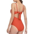 thumbnail image 3 of Charmo Womens Cut Out Smocked One Piece Swimsuits Swimwear High Cut Backless Monokinis Bathing Suits, 3 of 6