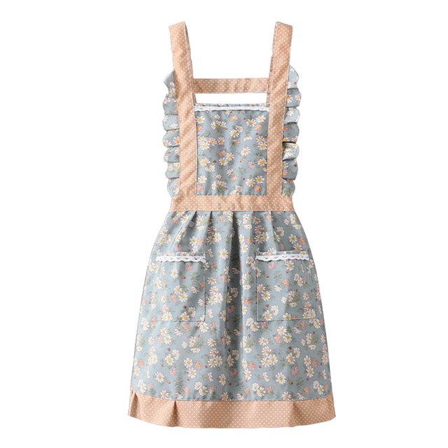 Delantal de lona impermeable de verano para cocina en casa, delantal de cocina con bolsillo para mujer, delantal de cocina para mujer