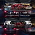 thumbnail image 4 of Cámara de visión nocturna de espejo de 10", 1080P FHD, pantalla táctil completa frontal y trasera, cámara de respaldo para coches, grabación en bucle, streaming, asistencia de estacionamiento 170° gra, 4 of 5