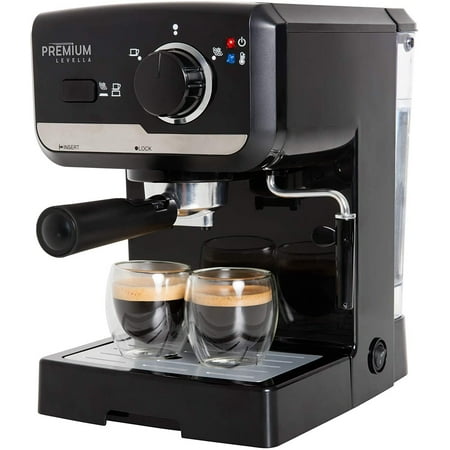 Premium Levella - Espresso Machine with 15 bars of pressure and Milk Frother - Silver
