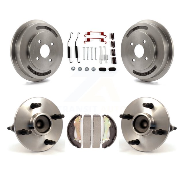 Transit Auto Rear Brake Drum Shoe Hardware and Wheel Hub Bearing Assembly Kit for Car Chevrolet Cobalt Pontiac G5 with 4 Lug Wheels - Left Right Side (Driver Passenger) K7D-100226