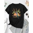 thumbnail image 2 of [1pc Parrot Print T-Shirt] 1pc Women'S Casual Parrot Print T-Shirt, Round Neck Short Sleeve Polyester Knit Tee, Stretchy Comfortable Summer Top for All Seasons, 2 of 8