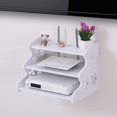 thumbnail image 2 of BiJun Three-Layer White Under Floating TV Shelf, Wall Mount WiFi Router Stand, Set-top Box Streaming Media Equipment Case, 2 of 7