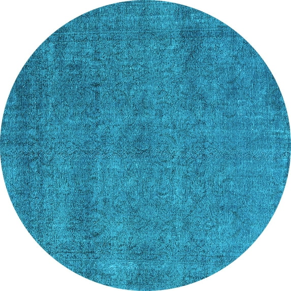 Ahgly Company Indoor Round Oriental Light Blue Industrial Area Rugs, 3' Round