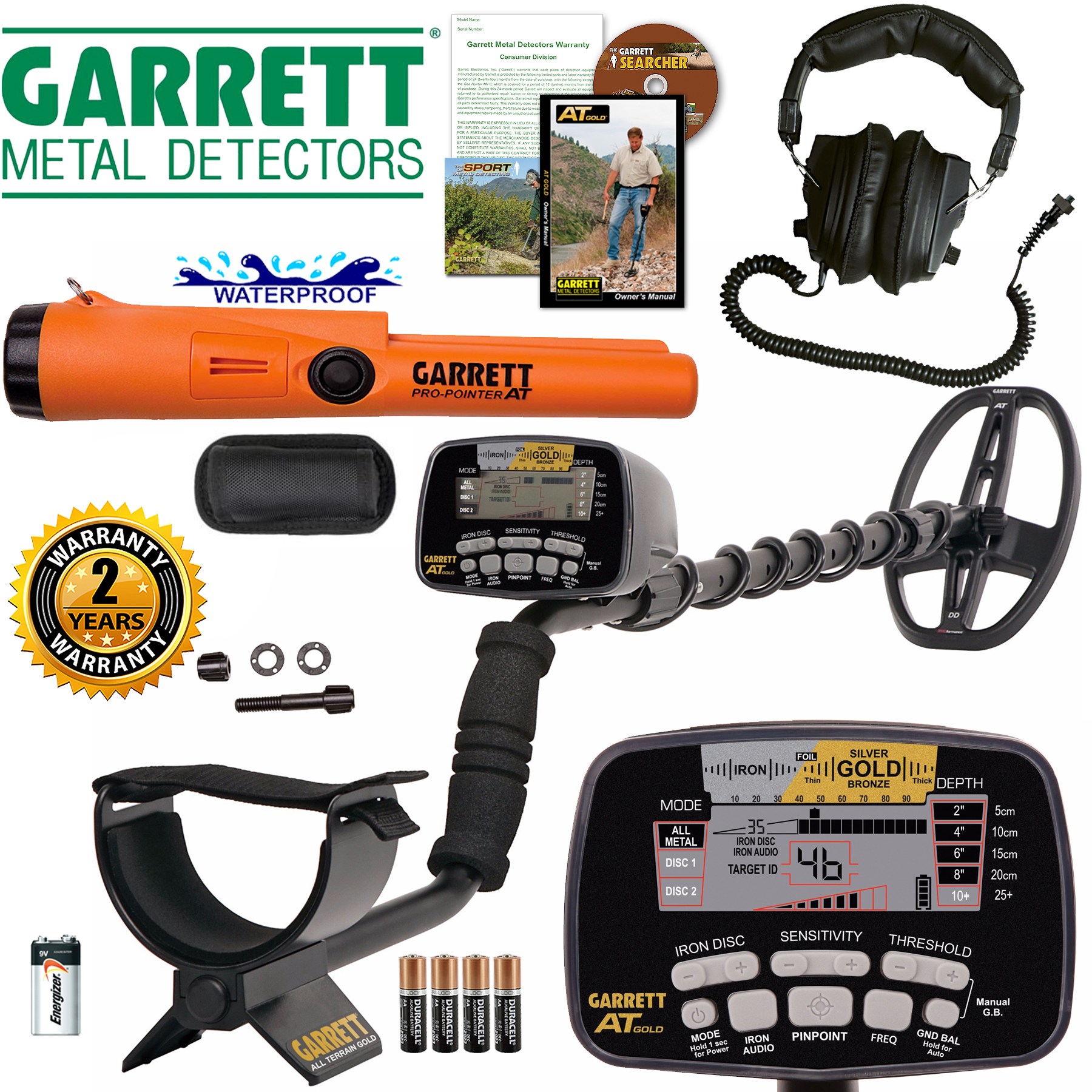 Garrett AT Gold Waterproof Detector with ProPointer AT - Walmart.com