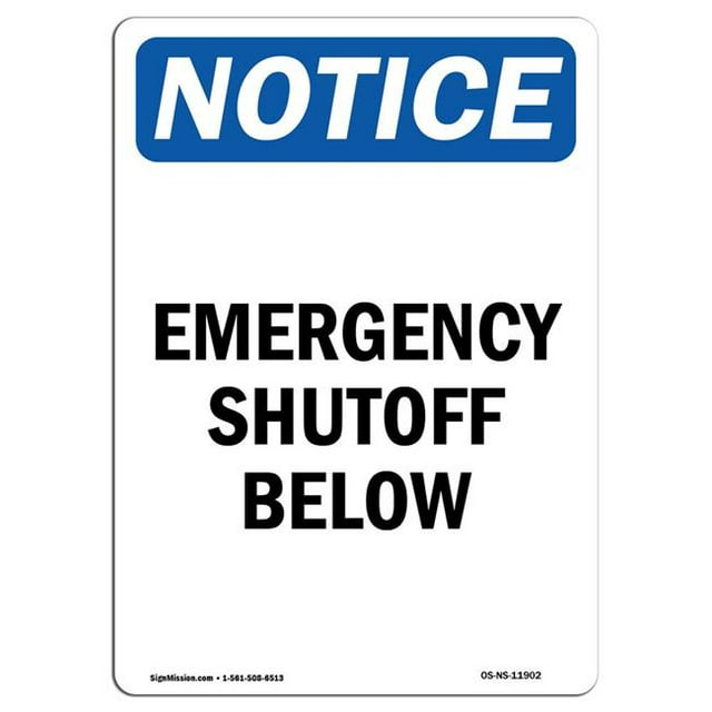 SignMission OS-NS-A-710-V-11902 7 x 10 Po Panneau d'Avertissement OSHA - Arrêt d'Urgence Ci-Dessous